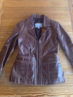 Leather Zip-Front Leather Jacket